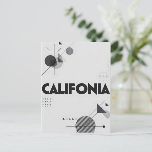 Art Print in Kalifornien - Einmalige Buchstaben Postkarte (Stehend Vorderseite)