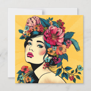 Art Print Magnet Card Frauen mit Blume Kranz