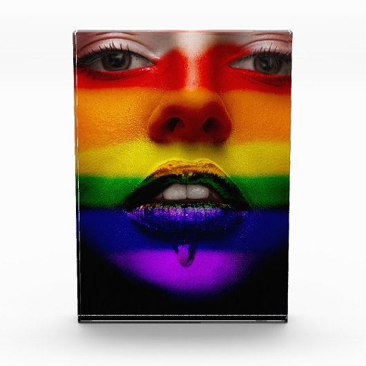 Art: Rainbow Gay Pride Face Fotoblock (Vorderseite)