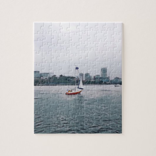 Art Red Sailboat Navy Jigsaw Puzzle (Vertikal)