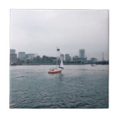 Art Red Sailboat Navy Yard Fliese (Vorderseite)