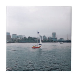 Art Red Sailboat Navy Yard Fliese