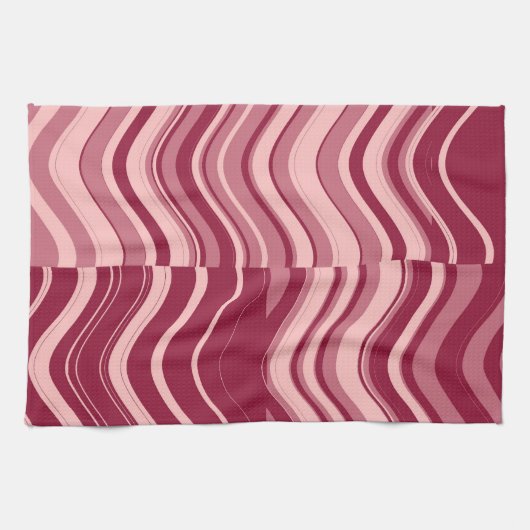 Art Retro Deep Red and Pink Wave Abstrakt Handtuch (Horizontal)