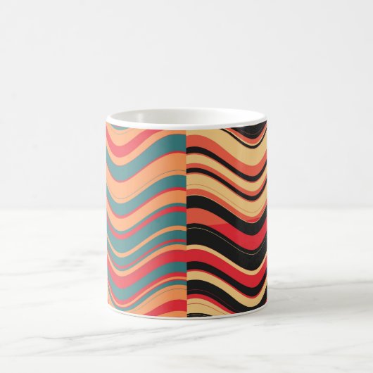 Art Retro Farbenfrohe Welle Abstrakt Kaffeetasse (Mittel)