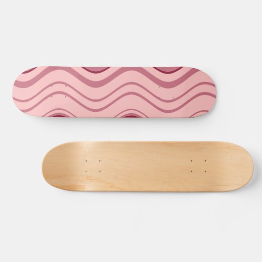 Art Retro Pink Wave Abstrakt Skateboard (Horizontal)