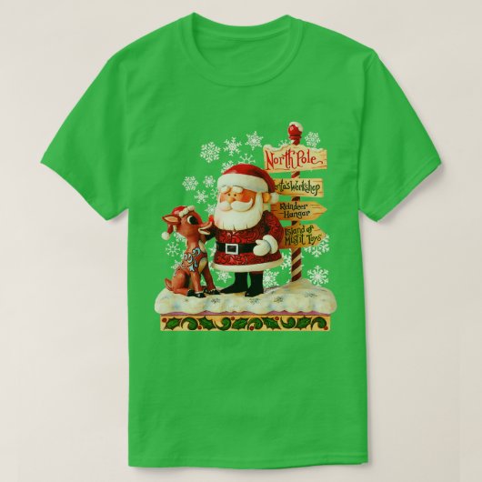 Art Santa and Rudolph Folk T-Shirt (Design vorne)