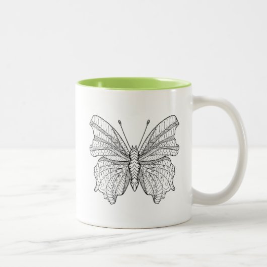 Art-Schmetterling 3 Zweifarbige Tasse (Rechts)