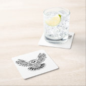 Art-schwarze Eule Rechteckiger Pappuntersetzer (Vor Ort)