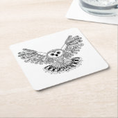 Art-schwarze Eule Rechteckiger Pappuntersetzer (angewinkelt)