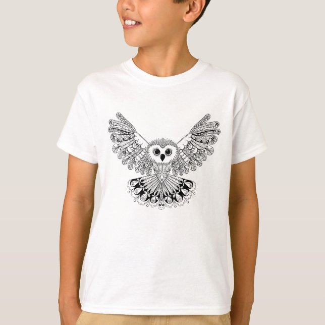 Art-schwarze Eule T-Shirt (Vorderseite)