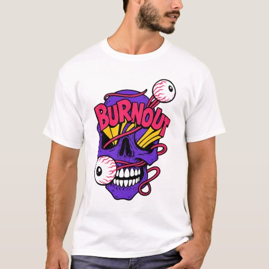 Art Skull mit Burnout T-Shirt (Vorderseite)