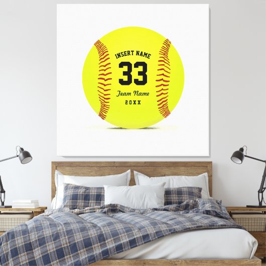 Art Softball Gelb rot und schwarz Custom Leinwanddruck (Insitu (Schlafzimmer))
