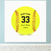 Art Softball Gelb rot und schwarz Custom Leinwanddruck (Insitu (Holzboden))