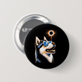 Art Solar Eclipse Husky Hund Tragen Eclips Brille Button (Vorne & Hinten)