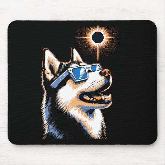 Art Solar Eclipse Husky Hund Tragen Eclips Brille Mousepad (Vorne)