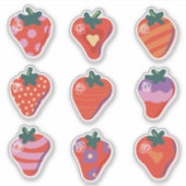 Art Strawberries Custom-Cut Vinyl Sticker (Vorderseite)