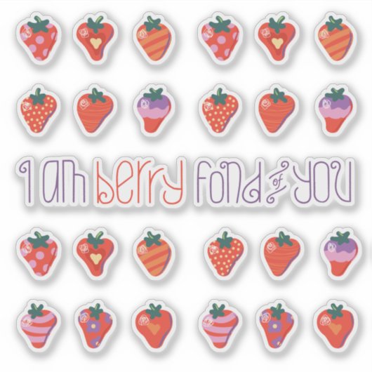 Art Strawberries Small Custom Cut Vinyl Sticker (Vorderseite)