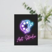 Art Studio Neon Line Postkarte (Stehend Vorderseite)
