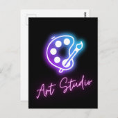 Art Studio Neon Line Postkarte (Vorne/Hinten)