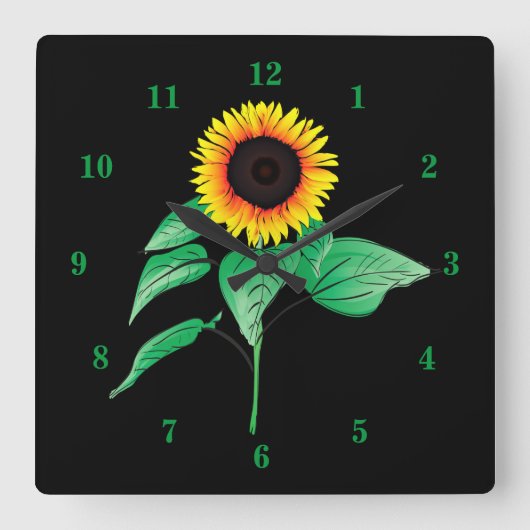 Art Sunflower - Wählen Sie Ihre Lieblingsfarbe aus Quadratische Wanduhr (Vorderseite)