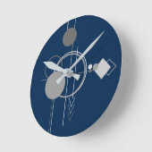 Art Tattoo Line | Abstrakt Navy Blue Charcoal Gran Runde Wanduhr (Winkel)