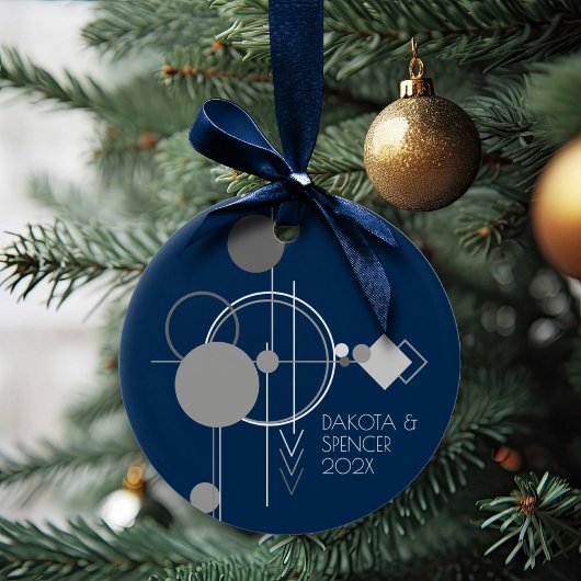 Art Tattoo Line | Bohemisch Navy Blue Gray Keepake Keramik Ornament