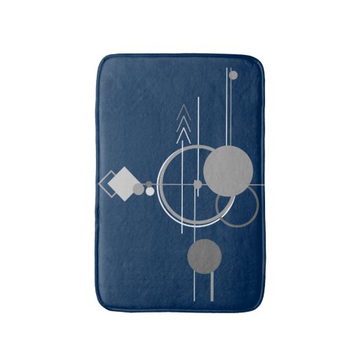 Art Tattoos Line | Abstrakt Navy Blue Dark Gray Badematte (Vorderseite Vertikal)