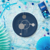 Art Tattoos Line | Abstrakt Navy Blue Dark Gray Pappteller (Party)