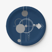 Art Tattoos Line | Abstrakt Navy Blue Dark Gray Pappteller (Vorderseite)