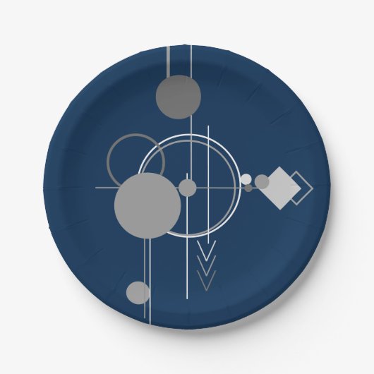 Art Tattoos Line | Abstrakt Navy Blue Dark Gray Pappteller (Vorderseite)