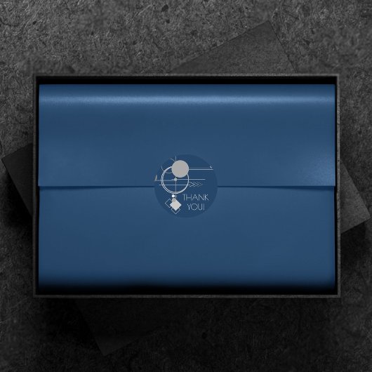 Art Tattoos Line | Abstrakt Navy Blue Dark Gray Runder Aufkleber