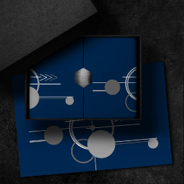 Art Tattoos Line | Abstrakt Navy Blue Dark Gray Seidenpapier