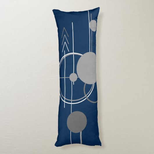 Art Tattoos Line | Abstrakt Navy Blue Dark Gray Seitenschläferkissen (Rückseite (Vertikal))