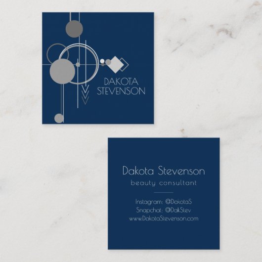 Art Tattoos Line | Abstrakt Navy Blue Dark Gray Telefonnummerkarte (Vorne/Hinten)