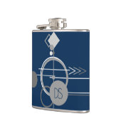 Art Tattoos Line | Abstrakt Navy Blue Gray Custom Flachmann (Links)