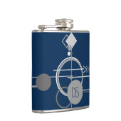 Art Tattoos Line | Abstrakt Navy Blue Gray Custom Flachmann (Rechts)