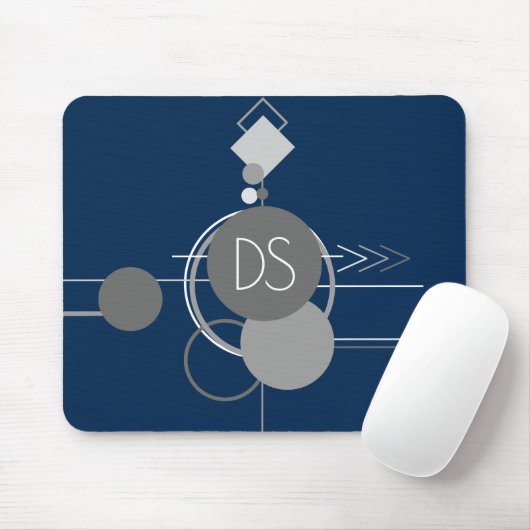 Art Tattoos Line | Abstrakt Navy Blue Gray Custom Mousepad (Mit Mouse)