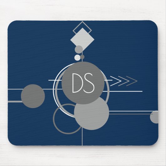 Art Tattoos Line | Abstrakt Navy Blue Gray Custom Mousepad (Vorne)