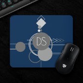Art Tattoos Line | Abstrakt Navy Blue Gray Custom Mousepad