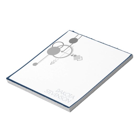 Art Tattoos Line | Navy Blue Gray Custom Branding Notizblock (Rotiert)