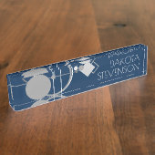 Art Tattoos Line | Navy Blue und Gray Branding Namensplakette (Seite)