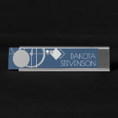 Art Tattoos Line | Navy Blue und Gray Branding Schreibtischnamensplakette