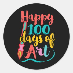 Art Teacher 100 Days of School - 100 Days of Art Runder Aufkleber