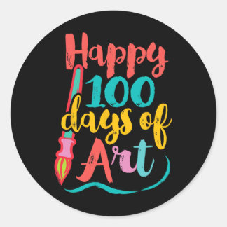 Art Teacher 100 Days of School - 100 Days of Art Runder Aufkleber