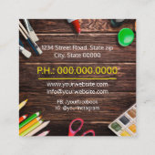 Art teacher, Artist, Hand Made Quadratische Visitenkarte (Rückseite)