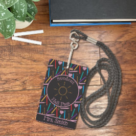 Art Teacher Color Pencils Doodle Hall Pass Abzeich Ausweis