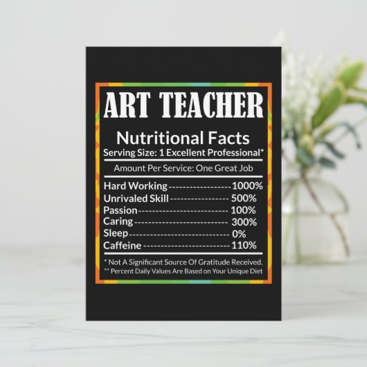 Art Teacher Facts Funny Artist Lover Grap Dankeskarte (Stehend Vorderseite)