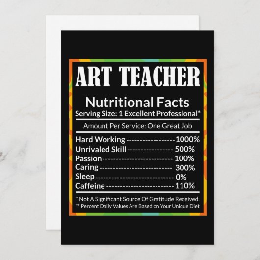 Art Teacher Facts Funny Artist Lover Grap Dankeskarte (Vorne/Hinten)