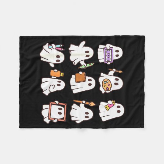 Art Teacher Ghost Halloween Artists Painter Teache Fleecedecke (Vorderseite (Horizontal))