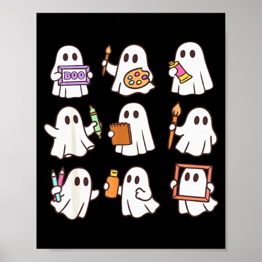 Art Teacher Ghost Halloween Artists Painter Teache Poster (Vorne)